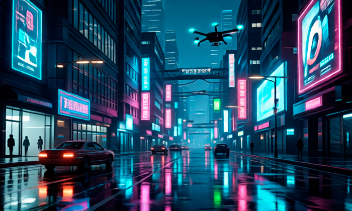 Футуристический город, созданный AI